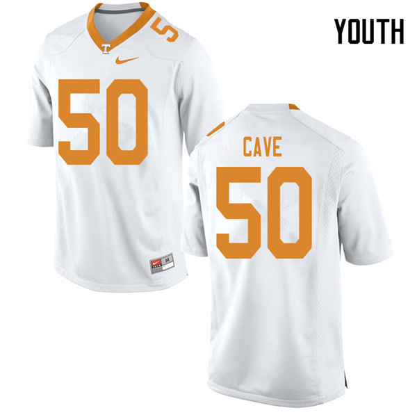 Youth #50 Joey Cave Tennessee Volunteers College Football Jerseys Sale-White
